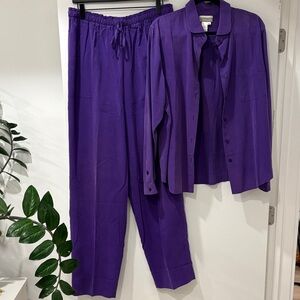 Coldwater Creek Vibrant Purple Silk Top and Pants Set